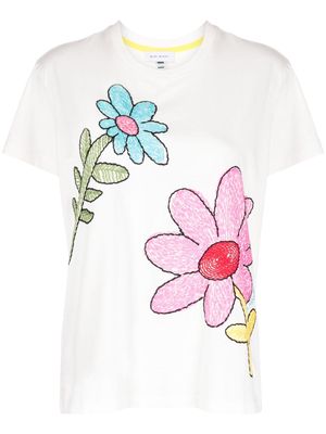 Mira Mikati floral-embroidered T-shirt - White
