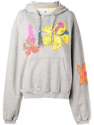 Mira Mikati floral-patch hoodie - Grey