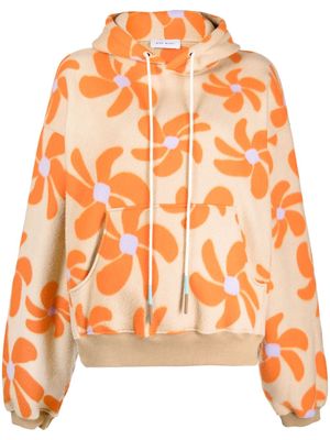 Mira Mikati floral-print fleece hoodie - Orange