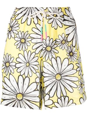 Mira Mikati floral-print two-pocket short shorts - Yellow
