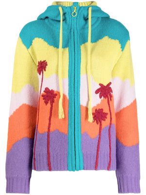 Mira Mikati Palm Tree embroidered-motif hooded cardigan - Multicolour