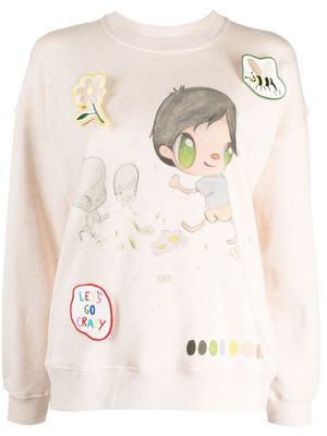 Mira Mikati x Javier Calleja cartoon-print organic-cotton sweatshirt - Neutrals