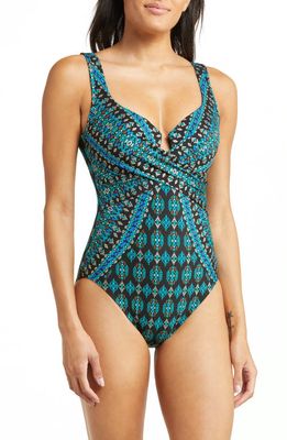 Miraclesuit Amarna Escape Crisscross Underwire One-Piece Swimsuit in Black/Multi