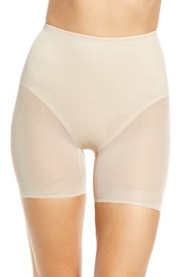 Miraclesuit® Sexy Sheer Rear Lift Shaping Bike Shorts in Warm Beige