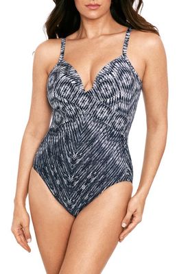 Miraclesuit® Silver Shore Captive One-Piece Swimsuit in Midnight Blue/White