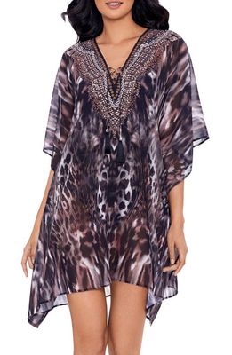 Miraclesuit Tempest Embellished Cover-Up Caftan in Black/Brown