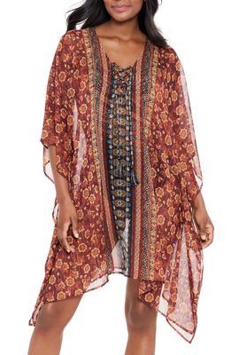 Miraclesuit Zwina Lace-Up Cover-Up Caftan in Black Assorted