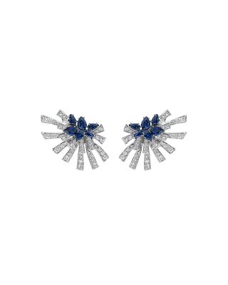 Mirage 18k White Gold Sapphire and Diamond Cluster Earrings