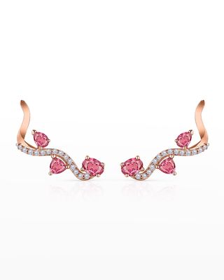 Mirage Pink Gold Earrings with Diamonds and Pink Sapphires