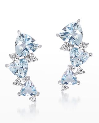 Mirage White Gold Earrings with Diamonds and Blue Aquamarine