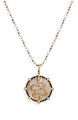 MIRANDA FRYE Avery Chain Necklace with Moonstone Snake Charm Pendant in Gold 