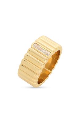 MIRANDA FRYE Lisa Cubic Zirconia Baguette Ring in Gold