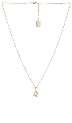 MIRANDA FRYE Petite Gothic Letter Charm With Marlowe Chain Necklace in Metallic Gold