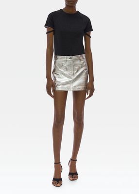 Mirror Metallic Leather Mini Skirt
