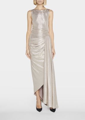 Mirrorball Draped High-Low Gown