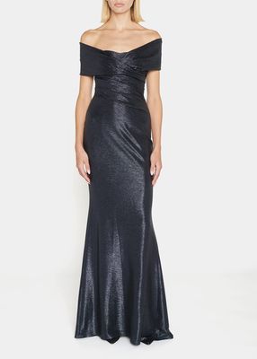Mirrorball Off-the-Shoulder Mermaid Gown