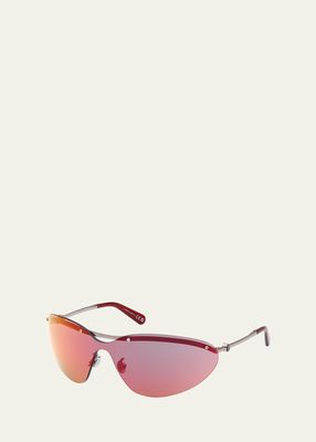 Mirrored Metal Alloy Shield Sunglasses