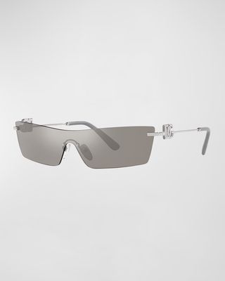 Mirrored Metal & Plastic Shield Sunglasses