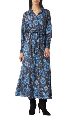 MISA Los Angeles Bettina Floral Print Long Sleeve Dress in Blue Sunflower