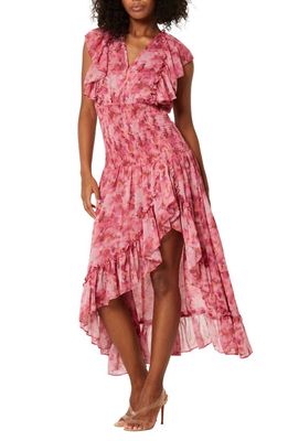 MISA Los Angeles Bo Abstract Floral High-Low Dress in Fire
