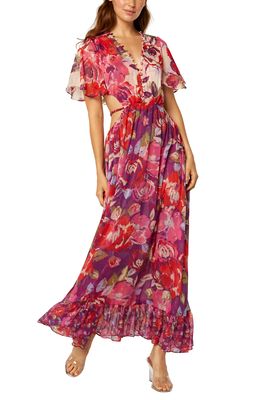 MISA Los Angeles Calista Cutout Floral Maxi Dress in Coming-Up Roses Mix