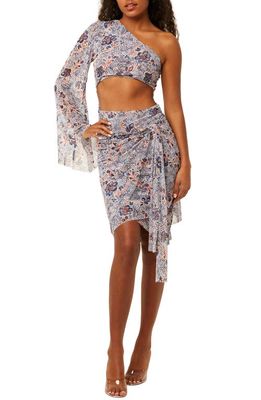 MISA Los Angeles Calypso Floral One Shoulder Cutout Dress in Feathered Floral