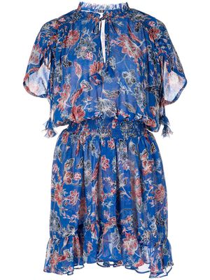 Misa Los Angeles floral-print smocked-waist dress - Blue