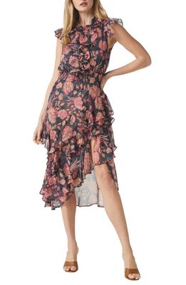MISA Los Angeles Ilysa Paisley Ruffle Chiffon Dress in Flora Dot