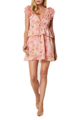 MISA Los Angeles Lily Floral Print Ruffle Minidress in Blushing Floral