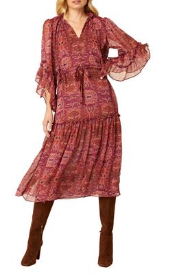 MISA Los Angeles Marcelle Tapestry Print Chiffon Midi Dress in Septima Tapestry Chf