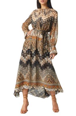 MISA Los Angeles Paloma Long Sleeve Keyhole Dress in Alhambra Mosaic