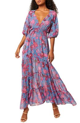 MISA Los Angeles Pippa Floral Tiered Open Back Maxi Dress in Night Blooms