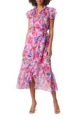 MISA Los Angeles Themis Floral Faux Wrap Midi Skirt in In Full Bloom