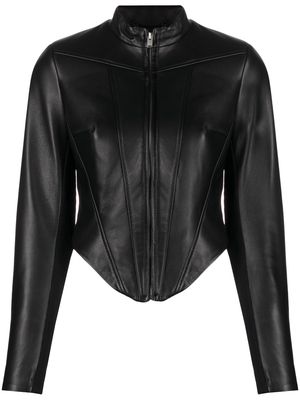 MISBHV asymmetric-hem leather jacket - Black