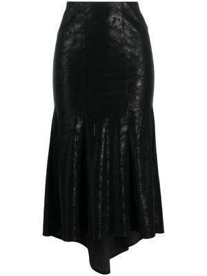 MISBHV asymmetric pleated faux-leather skirt - BLACK