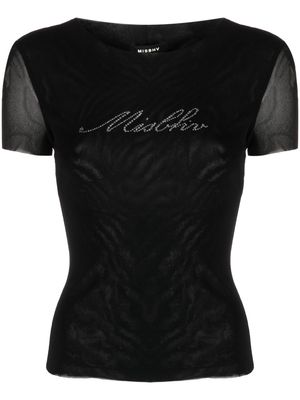 MISBHV bead-logo detailing cropped T-shirt - Black