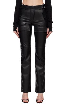 MISBHV Black Cinch Faux-Leather Trousers