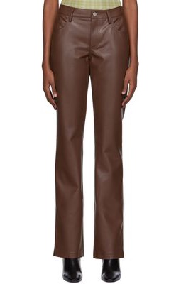 MISBHV Brown Vegan Leather Trousers