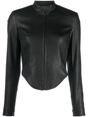 MISBHV corset faux-leather biker jacket - Black