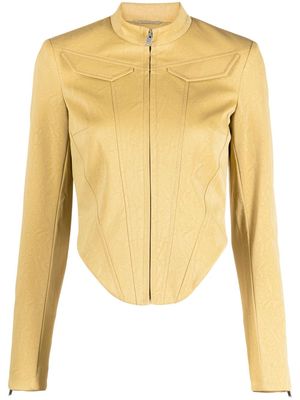 MISBHV corset-style faux-leather jacket - Yellow