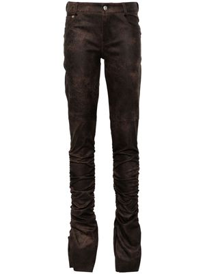 MISBHV cracked-effect ruched trousers - Brown