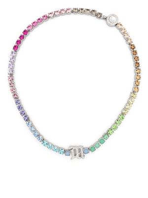 MISBHV crystal-embellished logo necklace - Silver