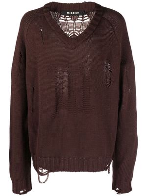 MISBHV distressed-effect wool-blend jumper - Brown
