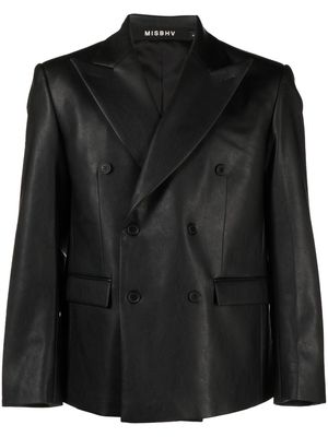 MISBHV double-breasted faux-leather blazer - Black