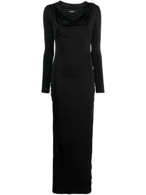 MISBHV draped-neckline hooded maxi dress - Black
