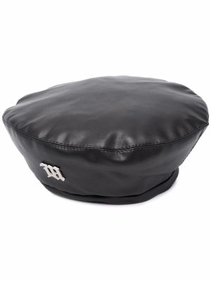 MISBHV faux leather logo-plaque beret - Black