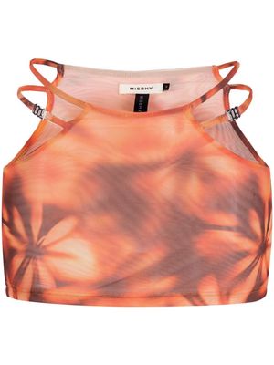 MISBHV floral-print cut-out miniskirt - Orange
