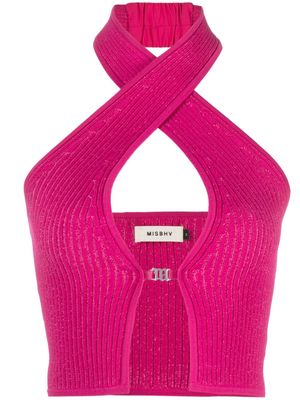 MISBHV knitted halter-neck crop top - Pink