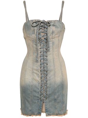 MISBHV Lara lace-up denim dress - Blue