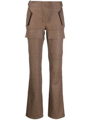 MISBHV leather-effect cargo trousers - Brown